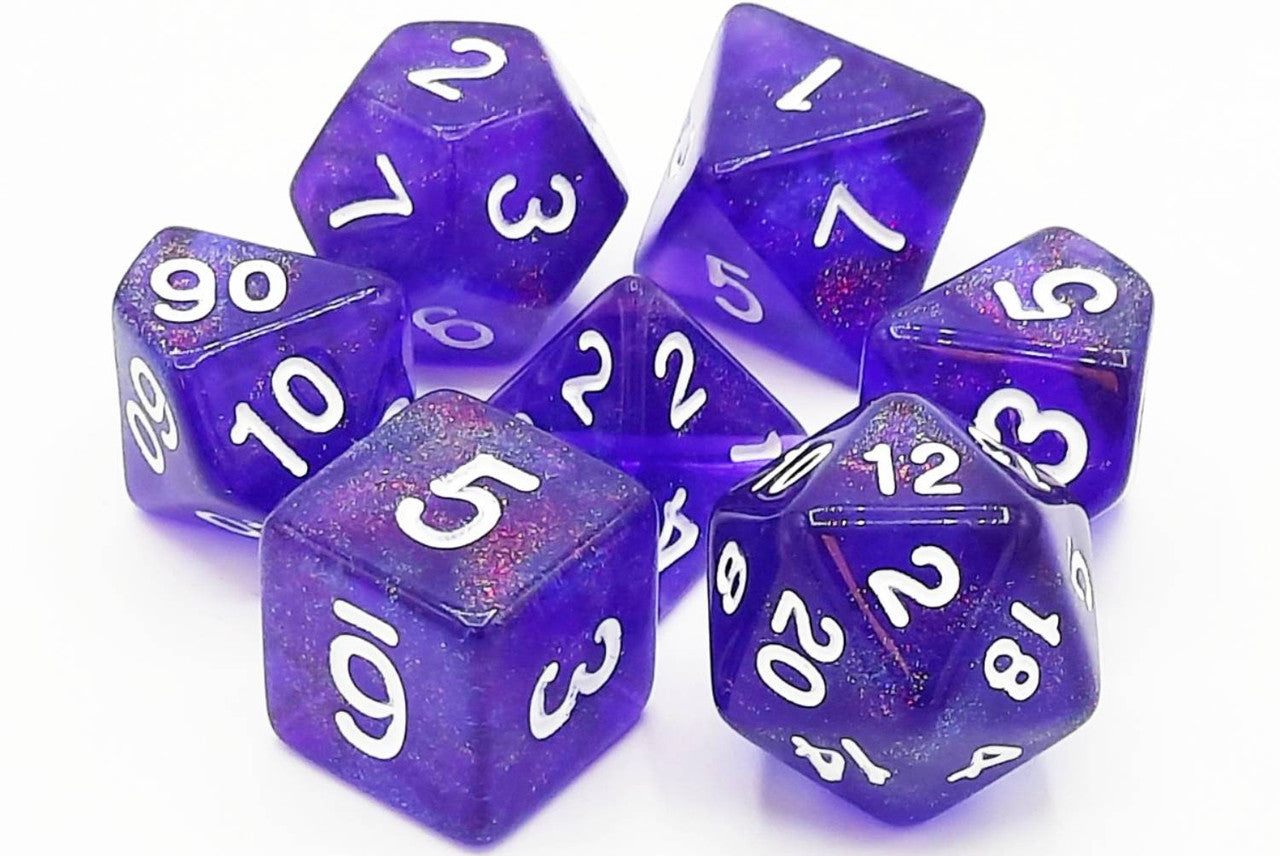 Old School Dice Galaxy - Purple Shimmer Poly 7 Set | Odin's Place
