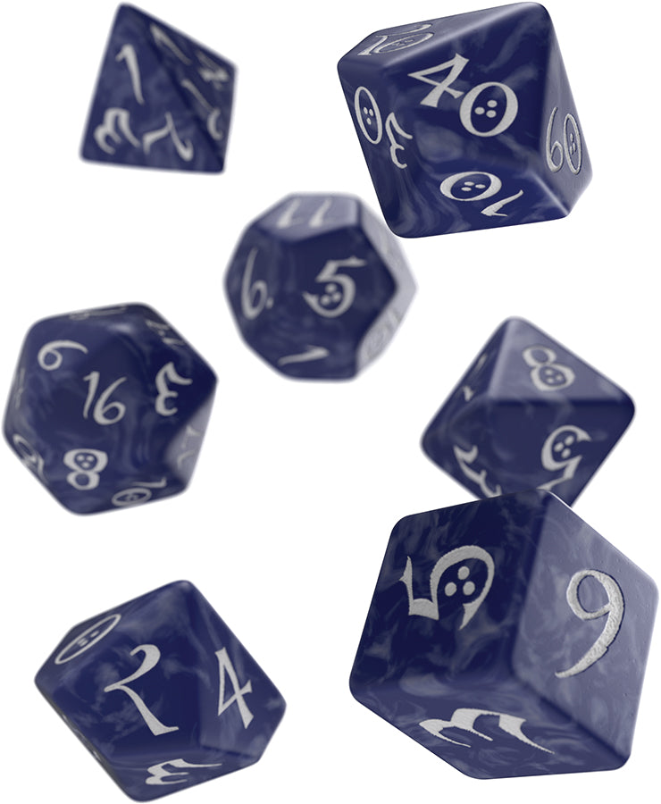 Q Workshop Classic RPG Poly 7 Dice Cobalt and White | Odin's Place