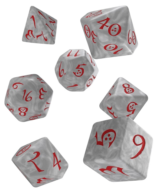Q Workshop Classic RPG Poly 7 Dice Pearl and Red | Odin's Place