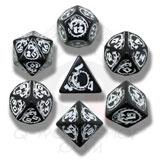 Q Workshop Dragon Poly 7 Dice Set Black and White | Odin's Place