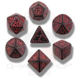Q Workshop Elvish Poly 7 Dice Set Black and Red | Odin's Place