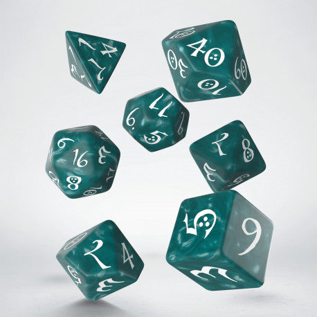 Q Workshop Classic RPG Poly 7 Dice Stormy and White | Odin's Place