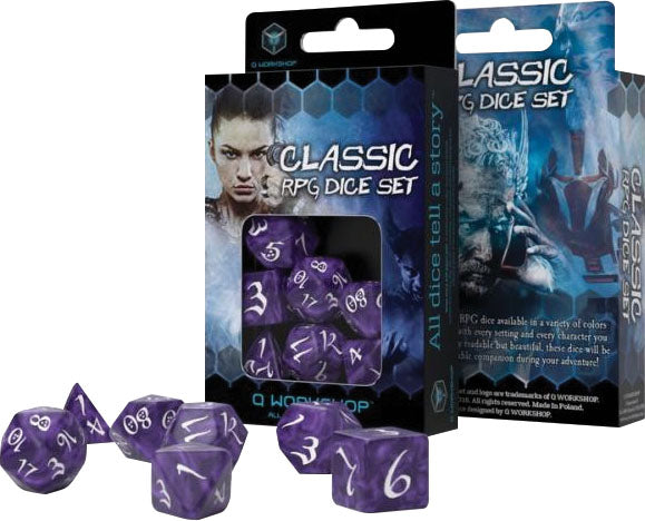 Q Workshop Classic RPG Poly 7 Dice Lavender and White | Odin's Place