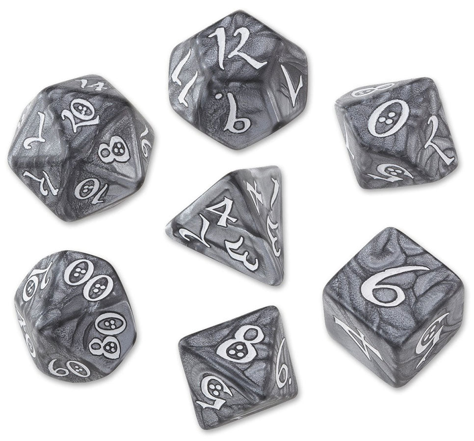 Q Workshop Classic RPG Poly 7 Dice Smoky and White | Odin's Place