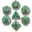 Q Workshop Elvish Poly 7 Dice Set Green and White | Odin's Place