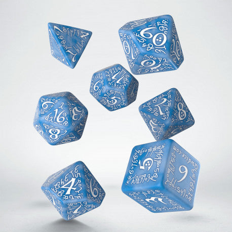 Q Workshop Elvish Poly 7 Dice Set Glacier and White | Odin's Place