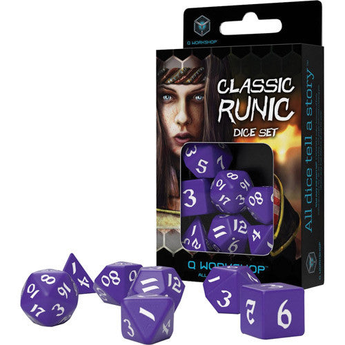 Q Workshop Runic Purple and White Poly 7 Set | Odin's Place