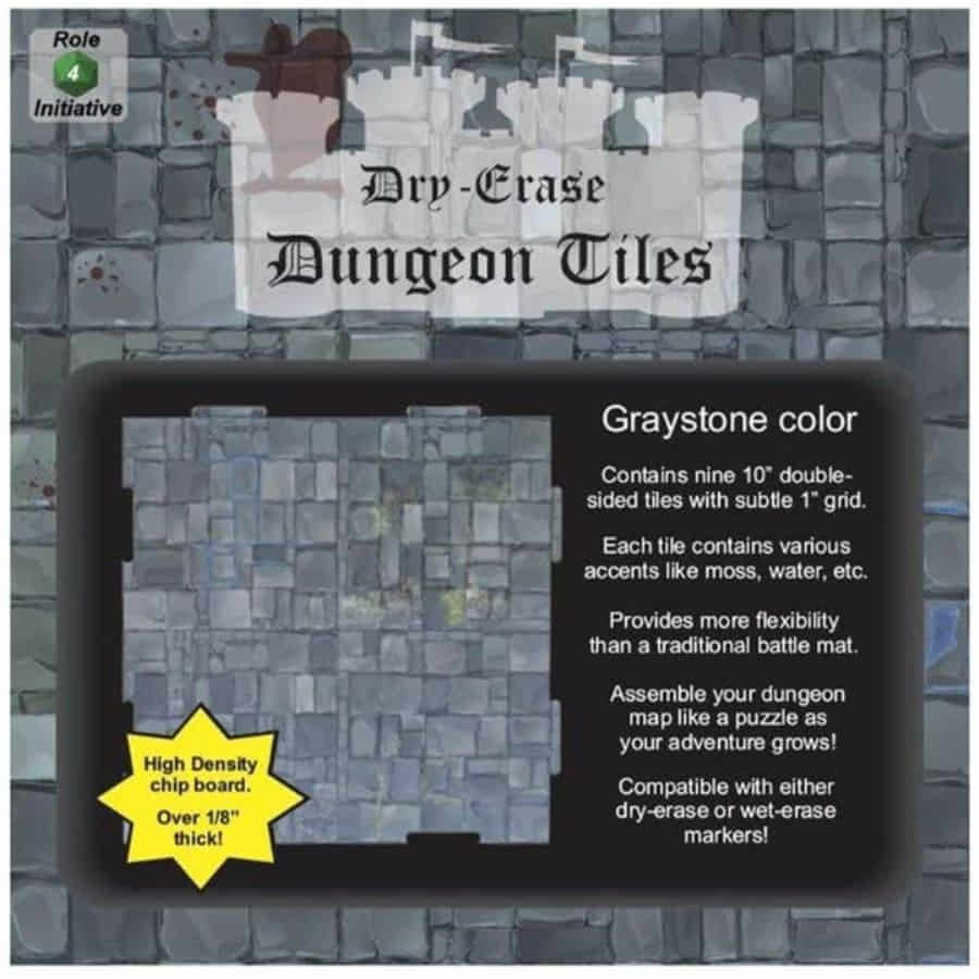 DUNGEON TILES: DRY-ERASE GRAYSTONE: BOOSTER PACK OF SQUARE TILES | Odin's Place