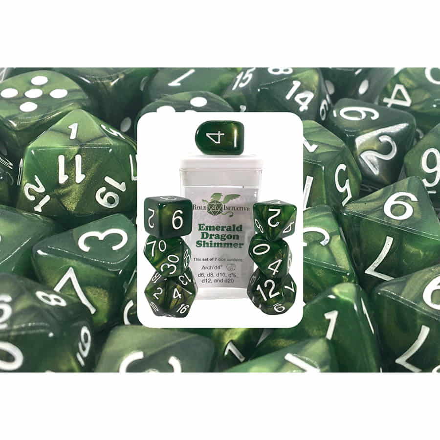Role 4 Initiative Emerald Dragon Shimmer Poly 7 Dice Set | Odin's Place