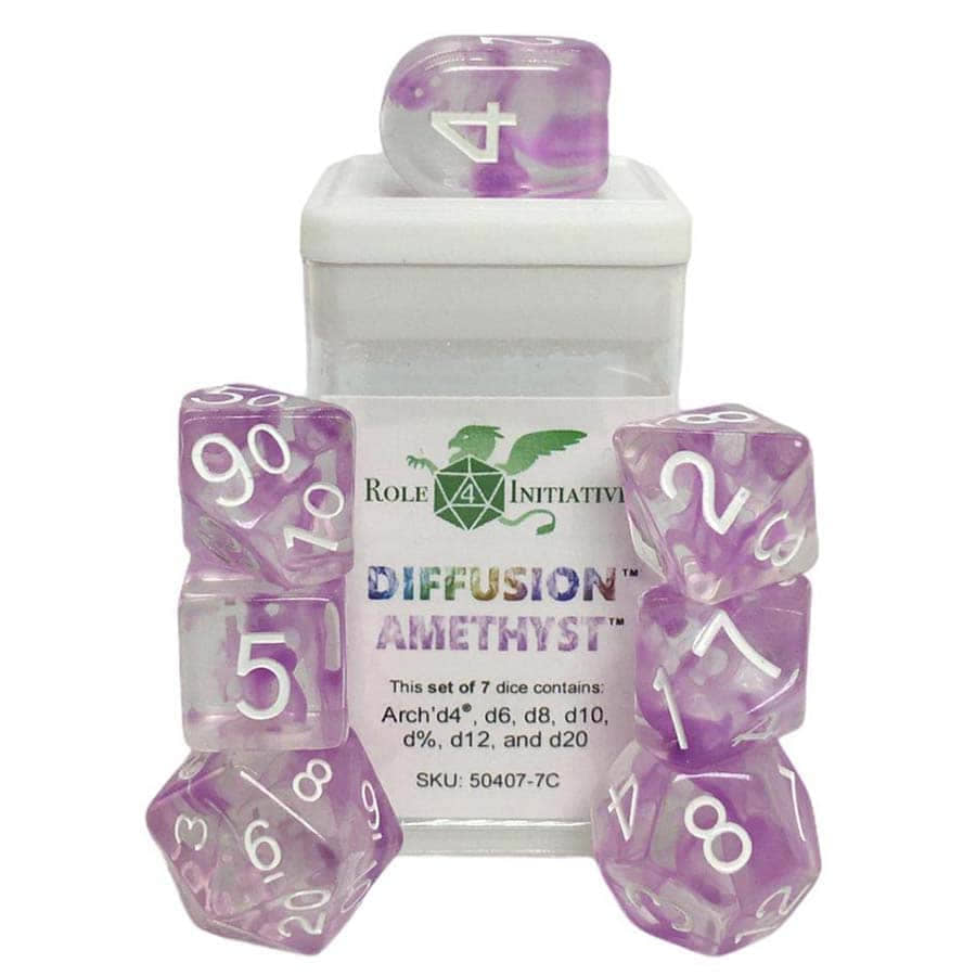 Roll 4 Initiatve Diffusion Amethyst Poly 7 Dice Set | Odin's Place