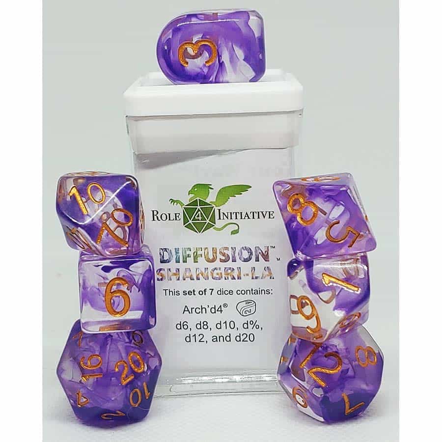 7CT DICE SET WITH ARCH'D4: DIFFUSION SHANGRI-LA | Odin's Place