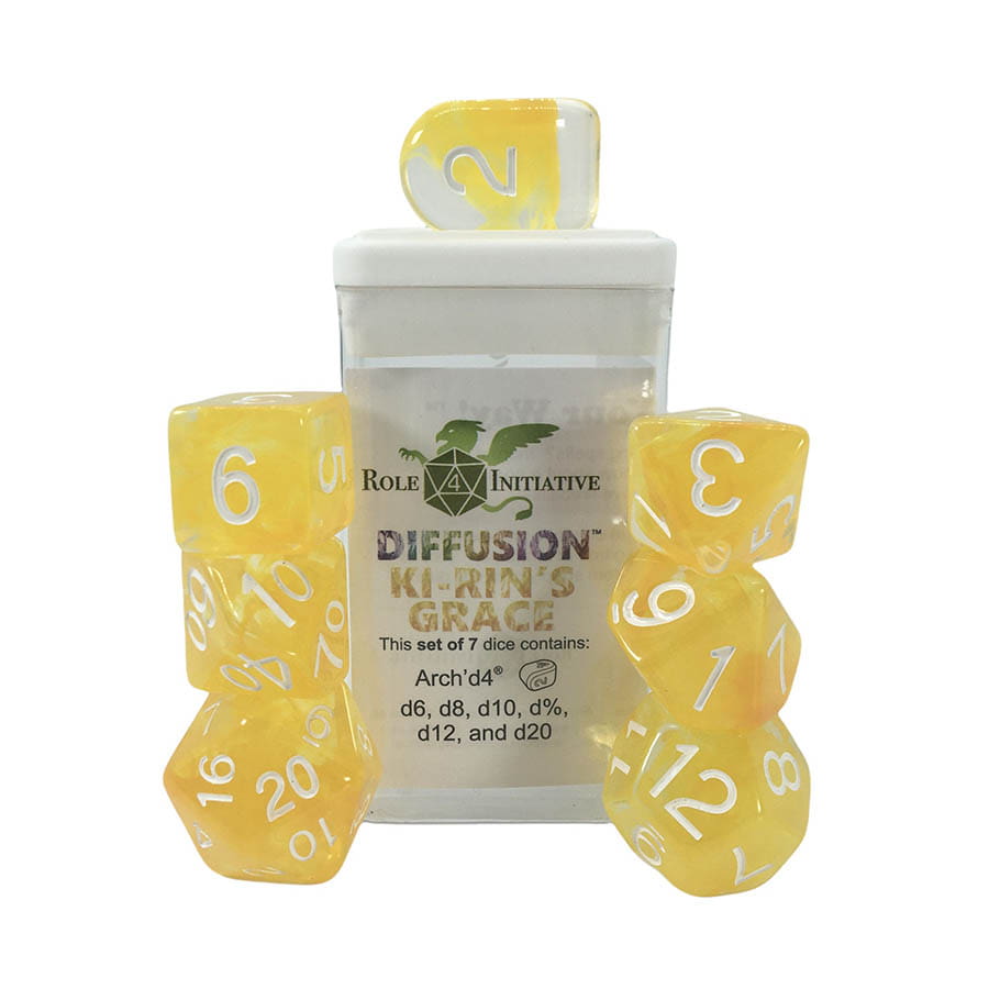Roll 4 Initiative Diffusion Ki-Rin's Grace Poly 7 Dice Set | Odin's Place