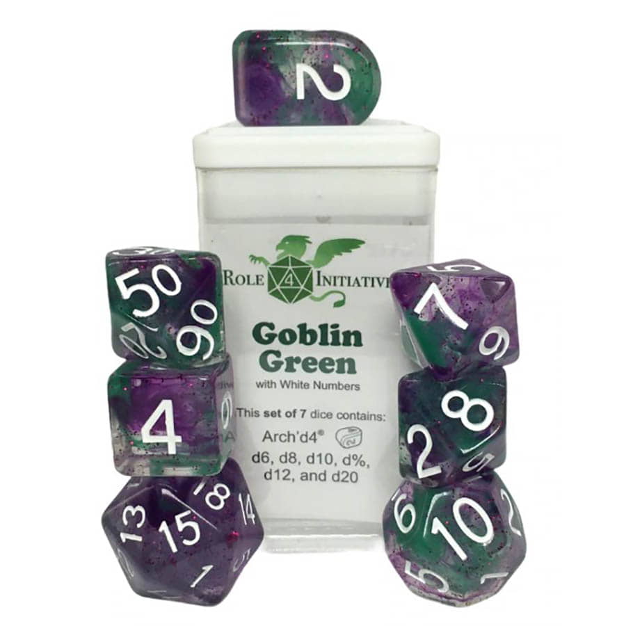 Roll 4 Initiative Diffusion Goblin Green Poly 7 Dice Set | Odin's Place