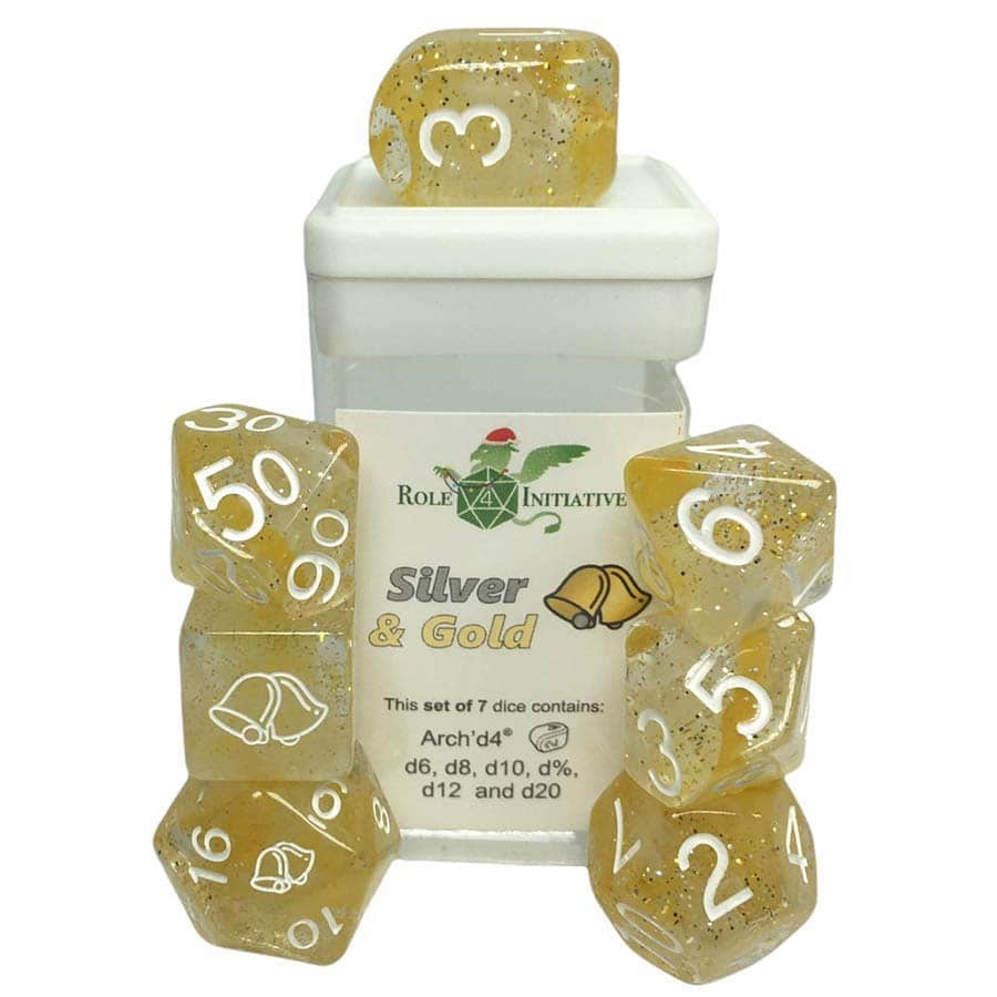 Role 4 Initiative: Diffusion Dice: Silver & Gold Poly 7 Set | Odin's Place
