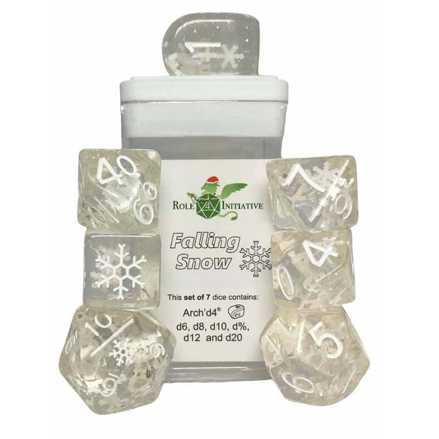 Role 4 Initiative: Diffusion Dice: Falling Snow Poly 7 Set | Odin's Place