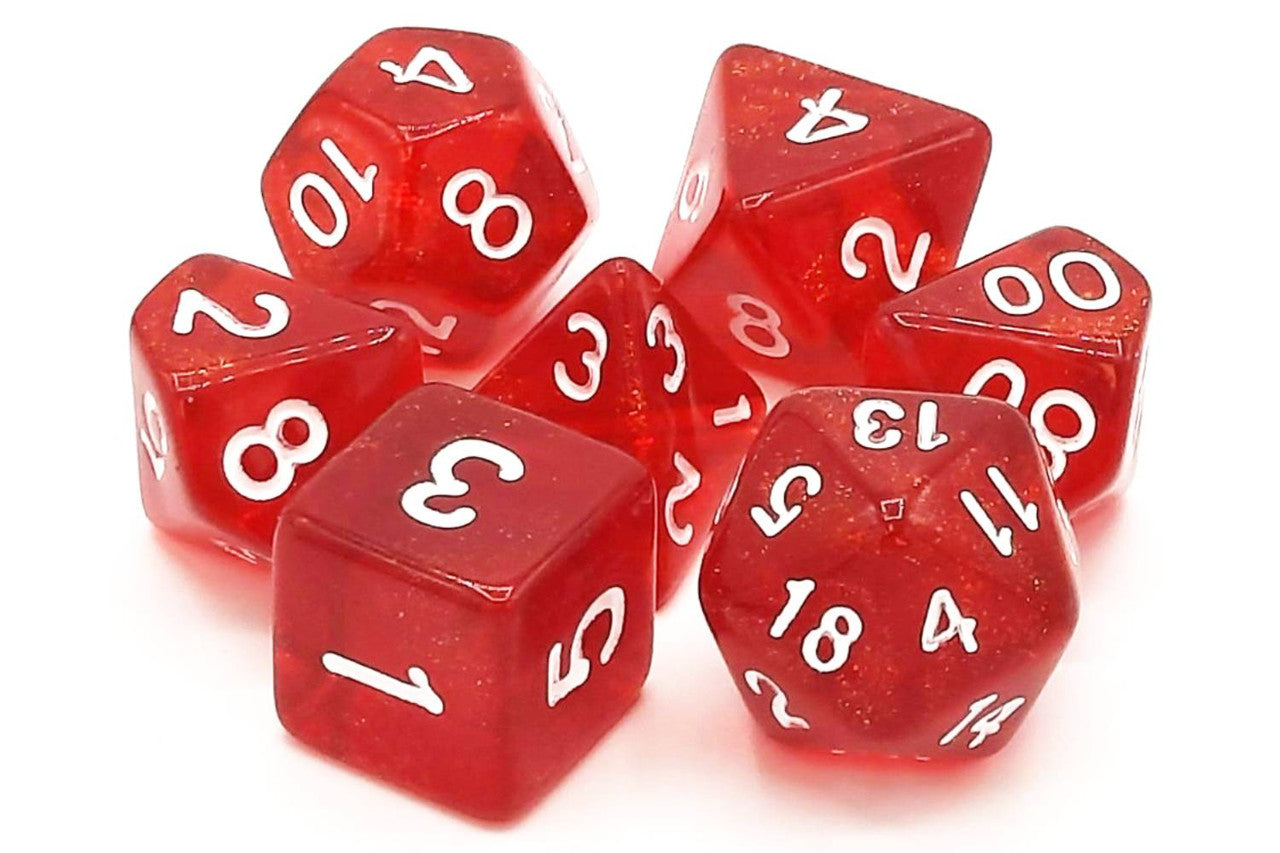 Old School Dice Galaxy Red Shimmer Poly 7 Set | Odin's Place