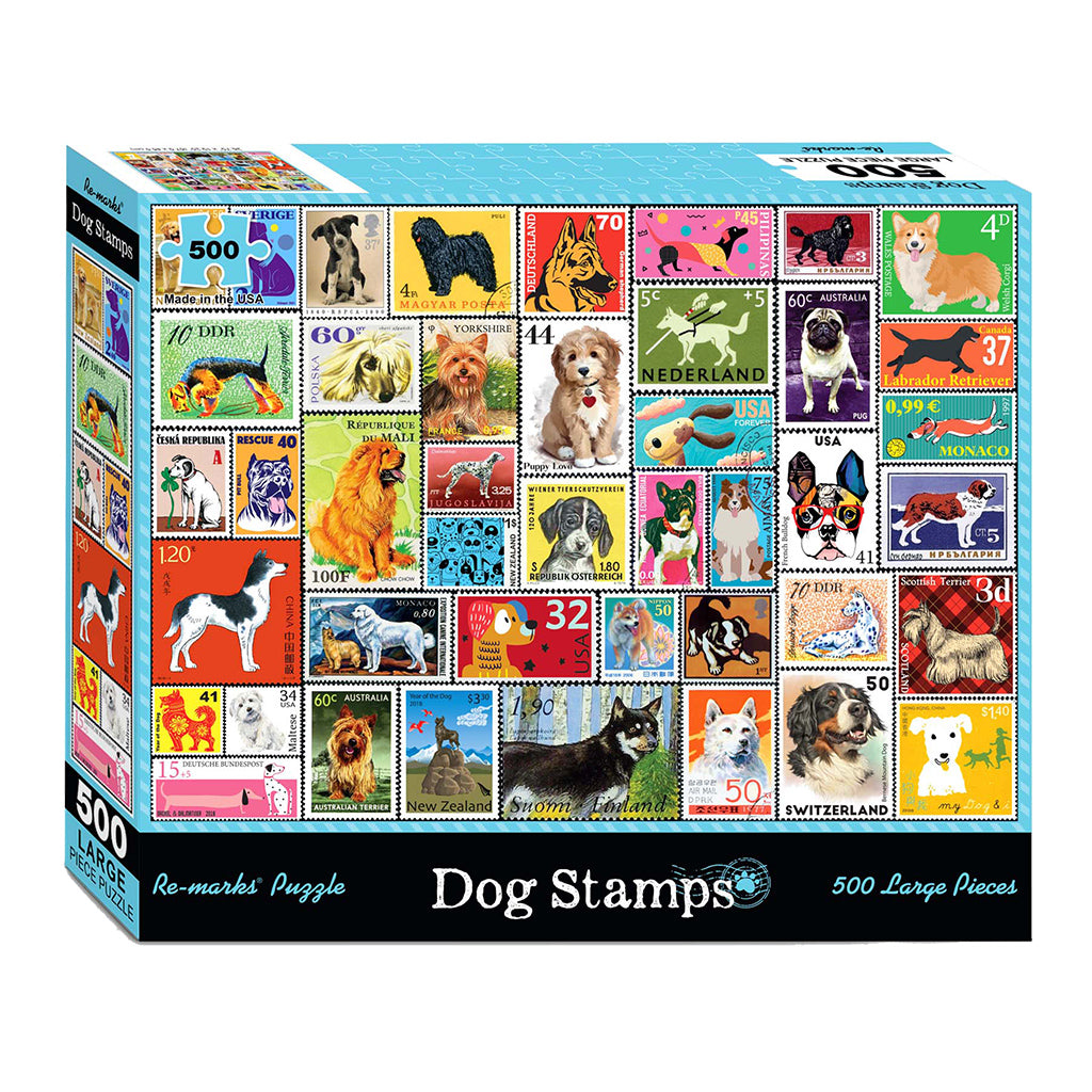 500 Piece Dog Stamps Puzzle | Odin's Place