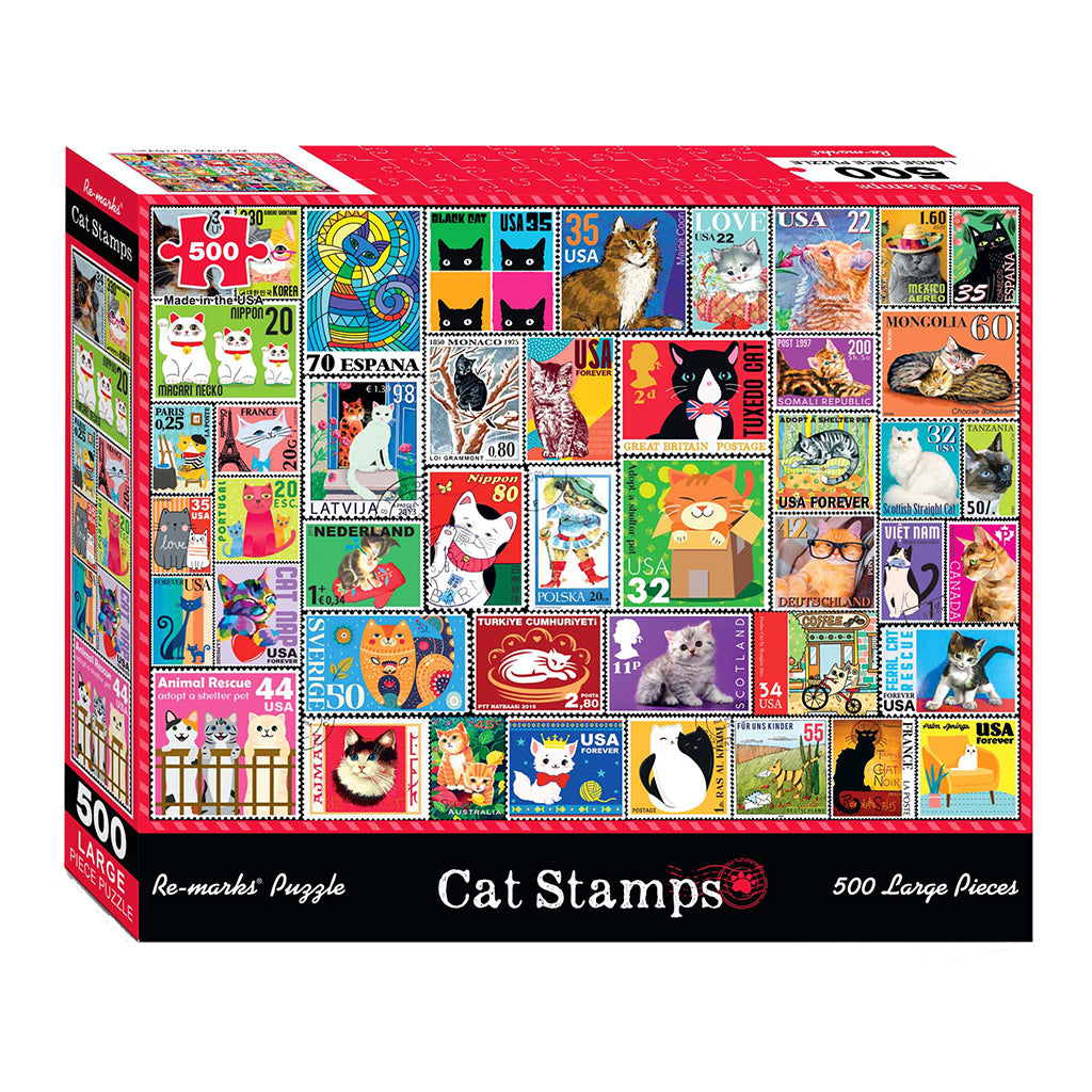 500 Piece Cat Stamps Puzzle | Odin's Place