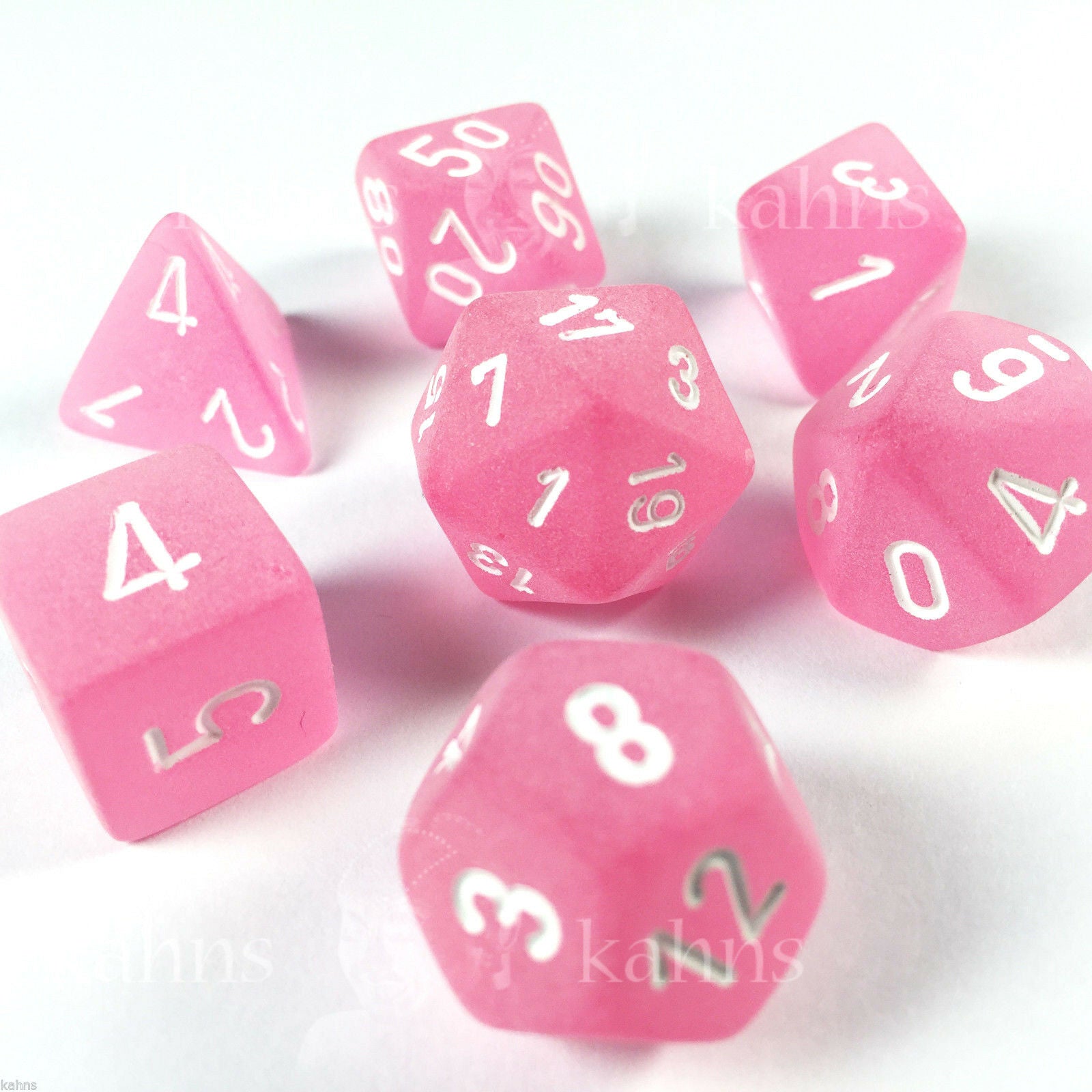 Chessex Frosted Pink with White Poly 7 Set | Odin's Place