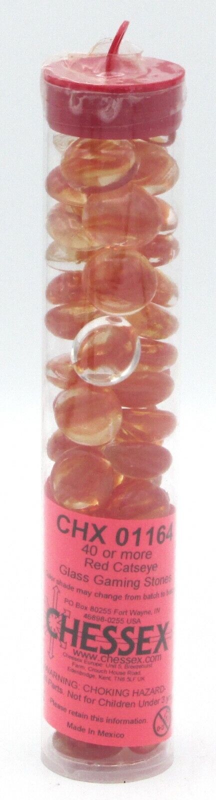 Chessex Red Catseye Glass Stones in 5.5` Tube | Odin's Place