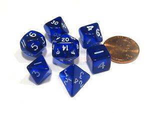 Chessex Transparent Mini Blue with White Poly 7 Set | Odin's Place