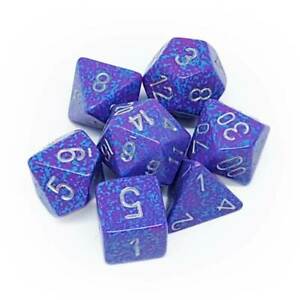 Chessex Tetra Blue and Red with Silver Poly 7 Set | Odin's Place