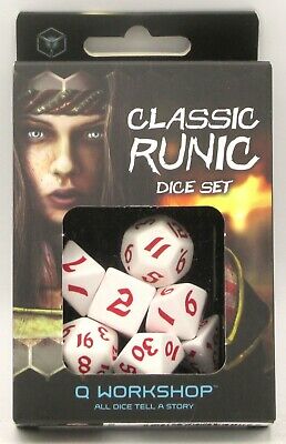 Q Workshop Classic Runic Dice Set Red and White | Odin's Place