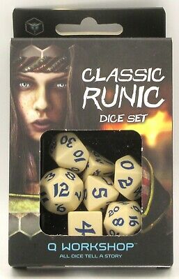 Q Workshop Classic Runic Dice Set Blue and Cream | Odin's Place