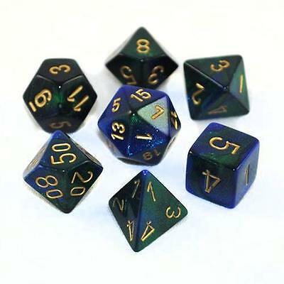 Chessex Gemini Blue and Green with Gold Poly 7 Set | Odin's Place