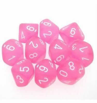 Chessex Frosted Pink With White d10 Set | Odin's Place