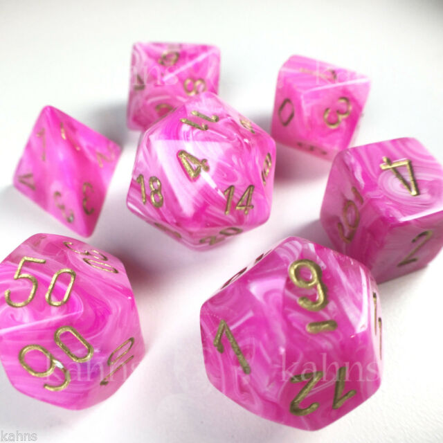 Chessex Vortex Pink with Gold Poly 7 Set | Odin's Place