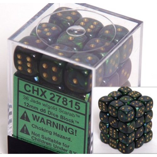 Chessex Scarab Jade with Gold 12mm D6 Set | Odin's Place
