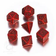 Q Workshop Celtic Dice Red and Black Poly 7 Set | Odin's Place