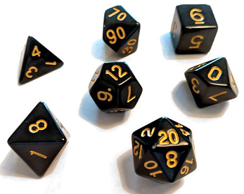 Sirius Dice Black Gold Poly 7 Set | Odin's Place
