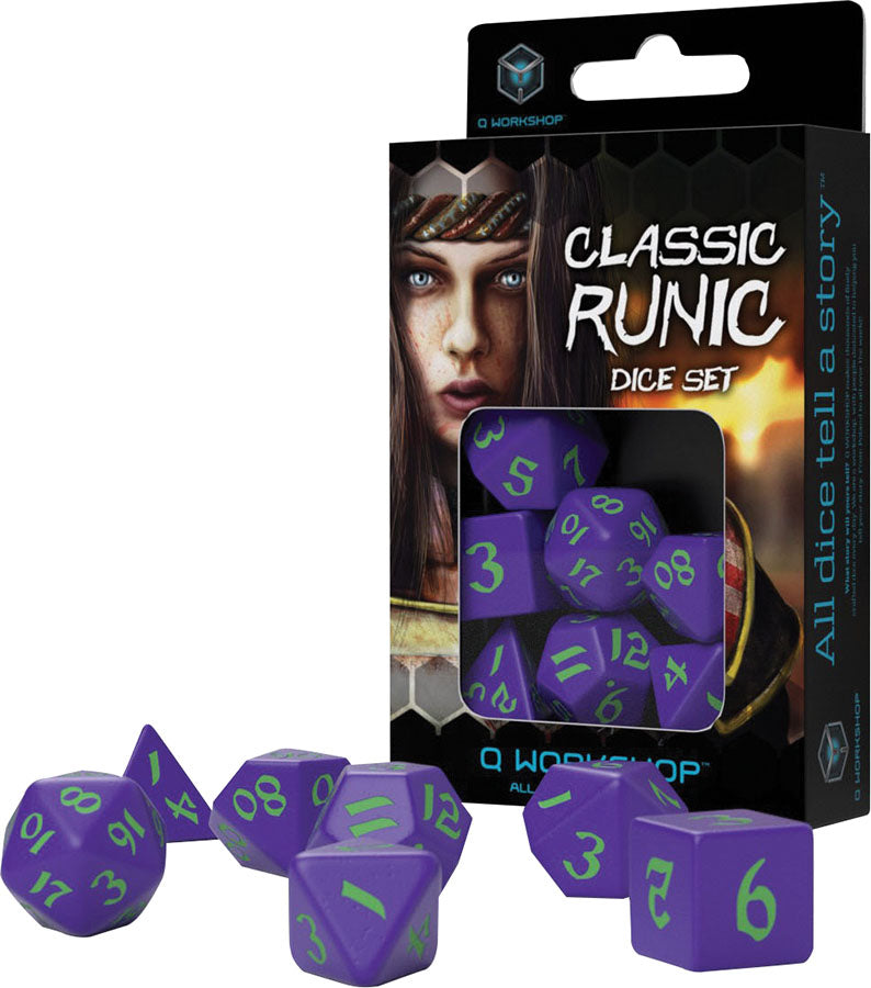 Q Workshop Runic Purple and Green Poly 7 Set | Odin's Place