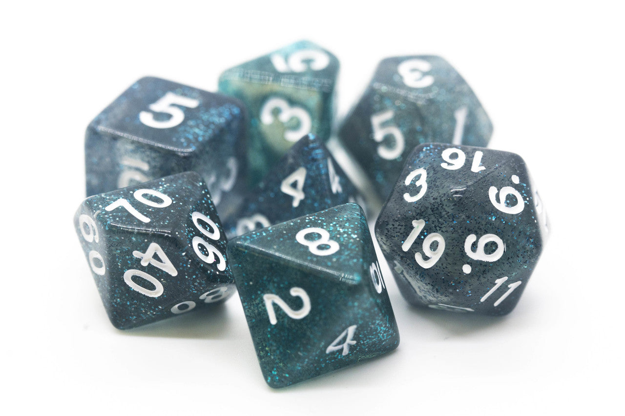 Old School Dice Sparkle Midnight Blue Poly 7 Set | Odin's Place
