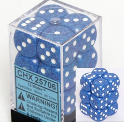 Chessex Speckled Water 16mm d6 Set | Odin's Place