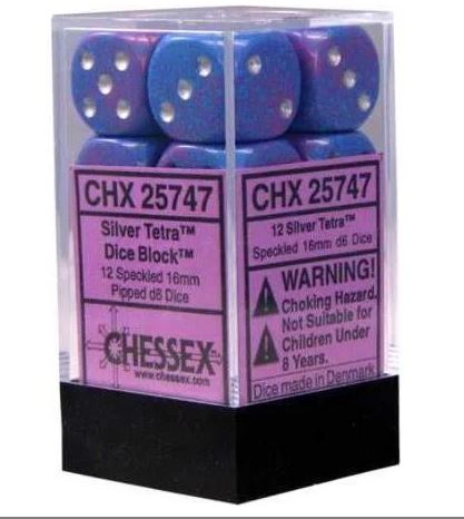 Chessex Speckled: 16mm D6 Silver Tetra (12) | Odin's Place
