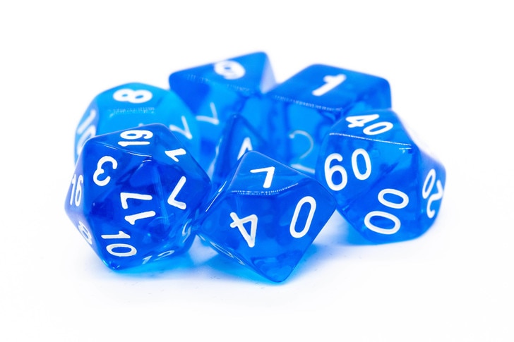Old School Dice Translucent Blue Poly 7 Set | Odin's Place