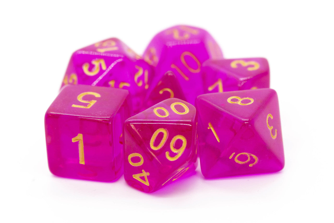 Old School Dice Translucent Magenta Poly 7 Set | Odin's Place