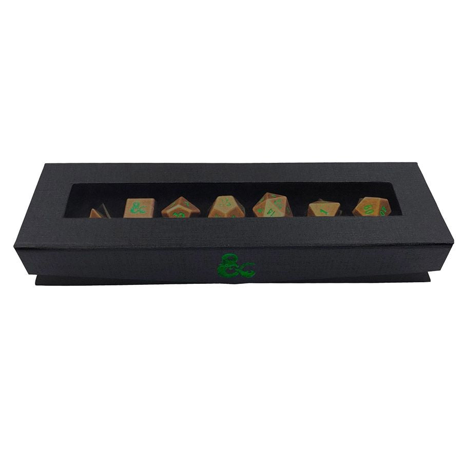 Ultra Pro Heavy Metal D&D Poly 7 Copper With Green Dice Set | Odin's Place