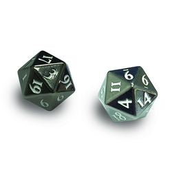 Heavy Metal d20 Pair Gunmetal and White | Odin's Place