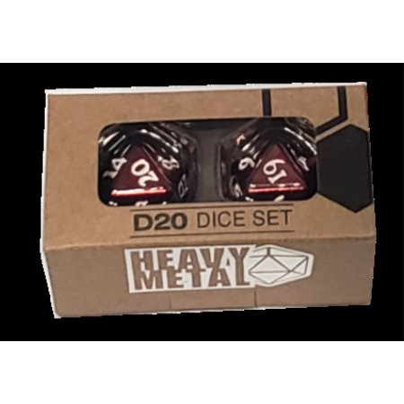 ULTRA PRO: HEAVY METAL DICE - D20 SET OF 2 RED WITH WHITE NUMBERS | Odin's Place