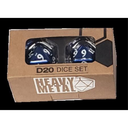ULTRA PRO: HEAVY METAL DICE - D20 SET OF 2 BLUE WITH WHITE NUMBERS | Odin's Place