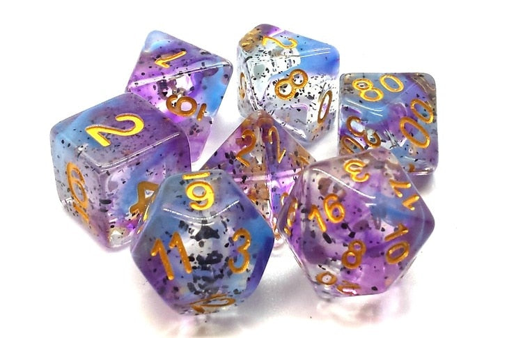 Old School Dice Particle Volcanic Lightning Poly 7 Set | Odin's Place