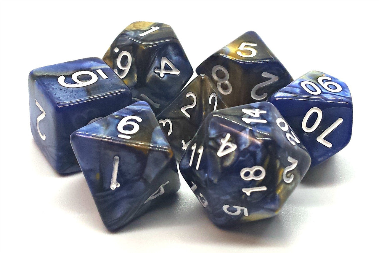 Old School Dice Vorpal Blue and Gold Poly 7 Set | Odin's Place