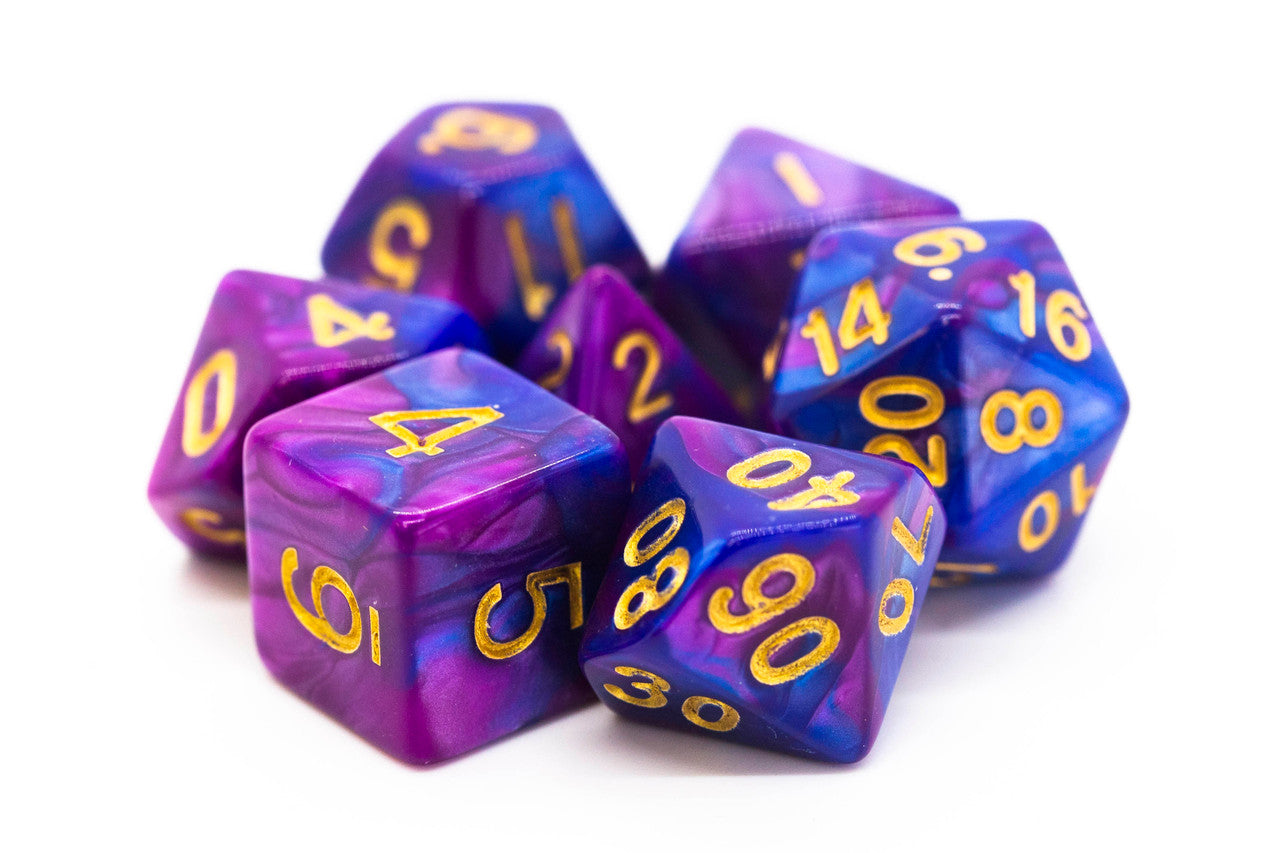 Old School Dice Vorpal - Lavender and Blue with Gold Poly 7 Set | Odin's Place
