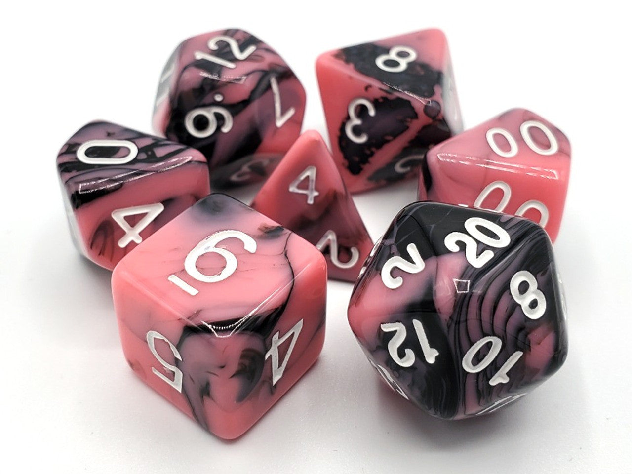 Old School Dice Vorpal - Pink and Black Poly 7 Set | Odin's Place