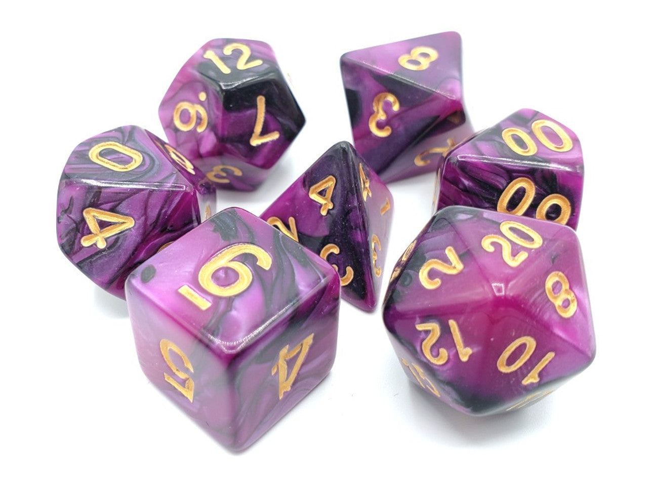 Old School Dice Vorpal Purple and Black Poly 7 Set | Odin's Place