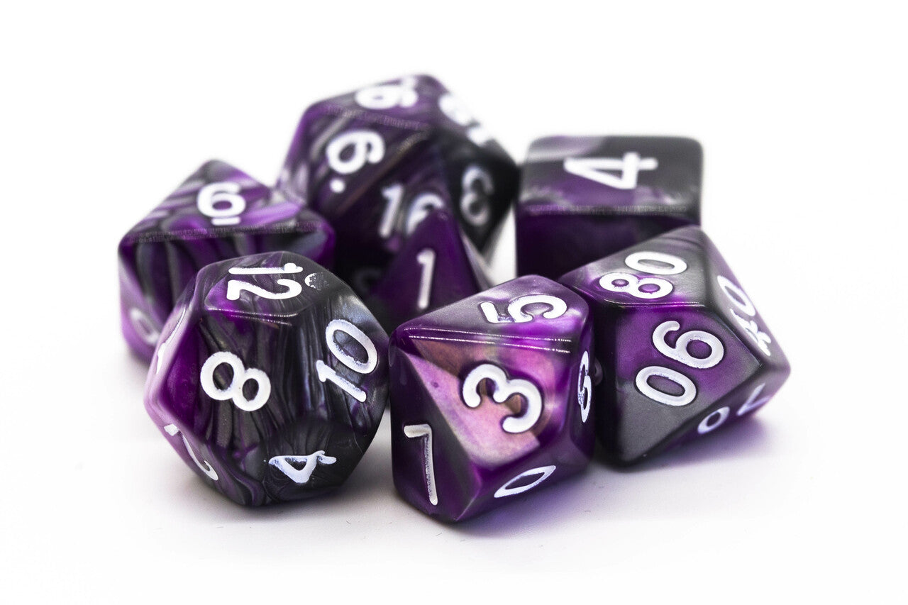 Old School Dice Vorpal Silver & Purple Poly 7 | Odin's Place